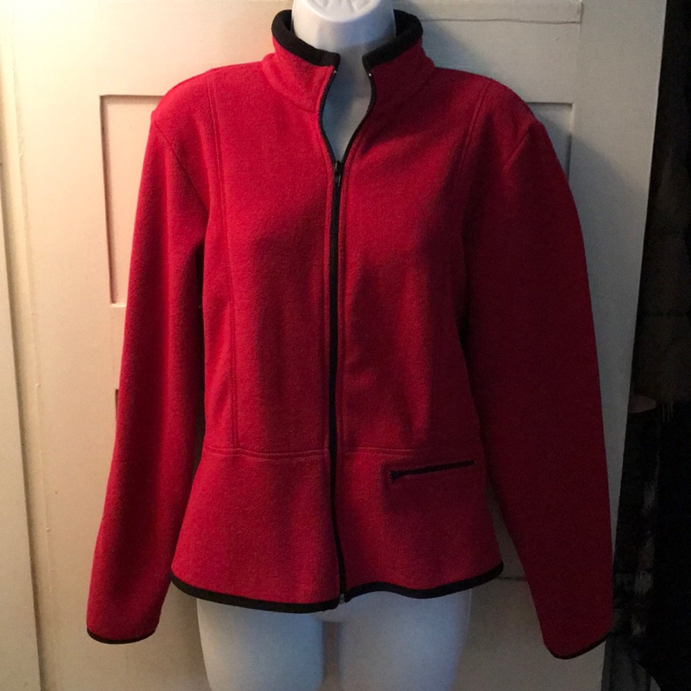 Red long sleeve jacket with black trim red Sz M